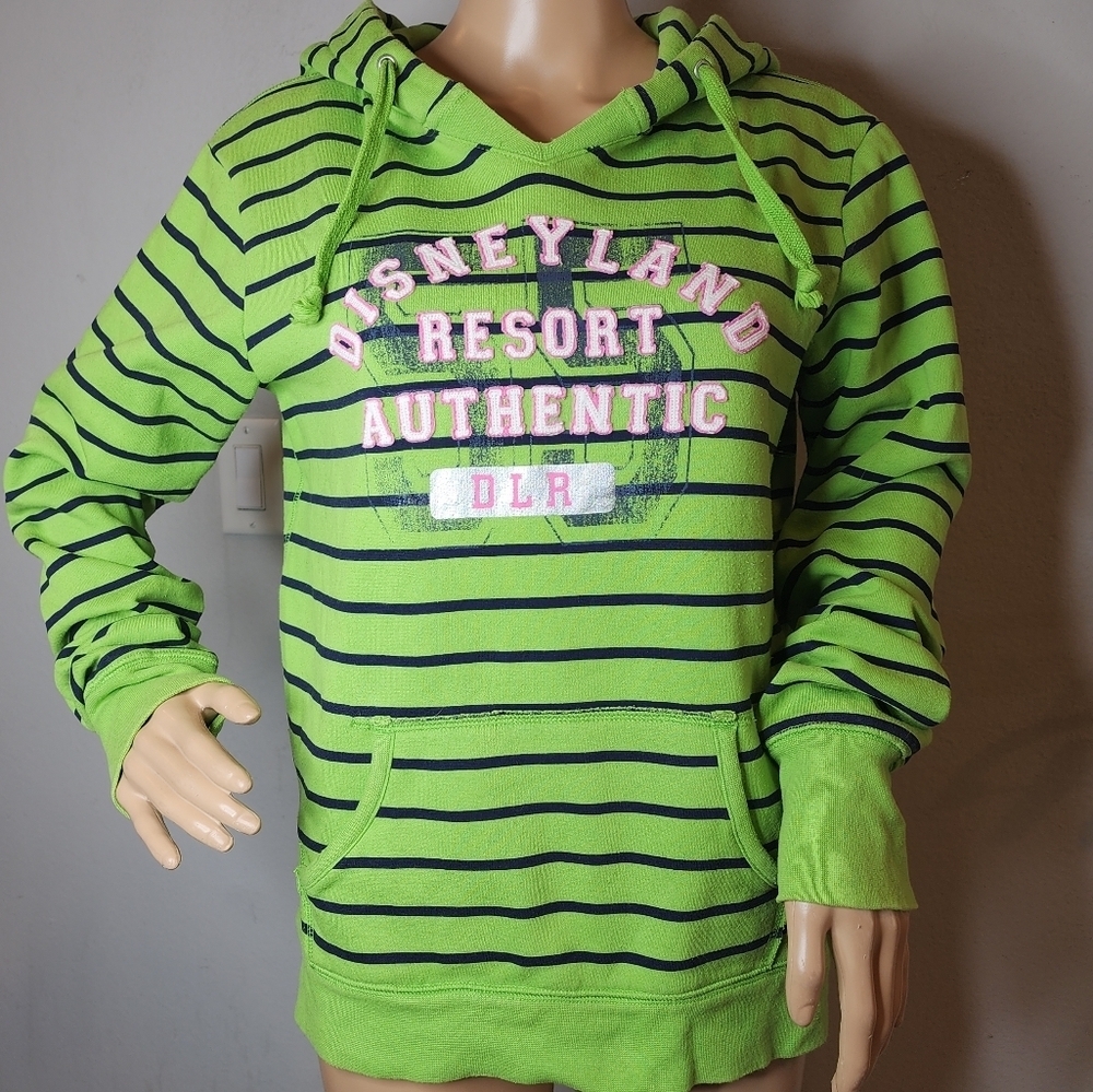 Disneylandโ Resort green blue stripe hoodie. Size medium.